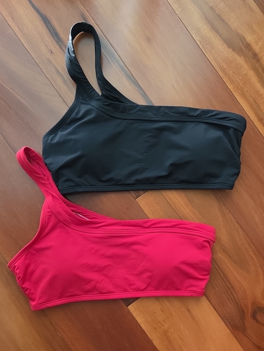 WHBM Bundle (2) One Shoulder Bikini Tops Small in Red & Black